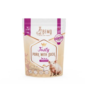 BEMO Karma sucha dla psów dorosłych ras małych i średnich Tasty Pork with Duck S/M 1kg