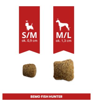 BEMO Karma sucha dla psów dorosłych ras średnich i dużych Fish Hunter Wołowina z Rybą M/L 15kg