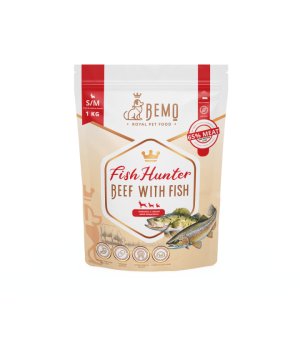 BEMO Karma sucha dla psów dorosłych ras małych i średnich Fish Hunter Wołowina z Rybą S/M 1kg