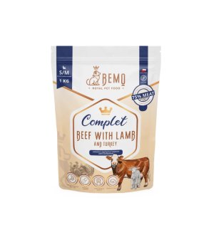 BEMO Karma sucha dla psów ras małych i średnich Complete Beef, Lamb, Turkey S/M 1kg 