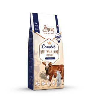 BEMO Karma sucha dla psów ras małych i średnich Complete Beef, Lamb, Turkey S/M 3kg 