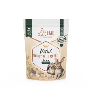 BEMO Karma sucha dla psów ras średnich i dużych wzmacniająca odporność - Vital Indyk z Królikiem M/L 1kg