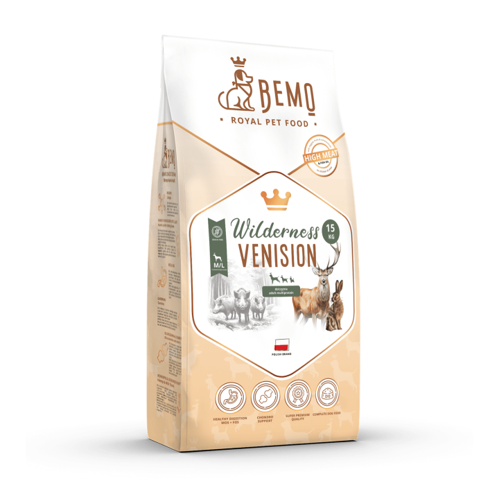 BEMO Karma sucha dla psów ras średnich i dużych Wilderness Venison M/L 15kg
