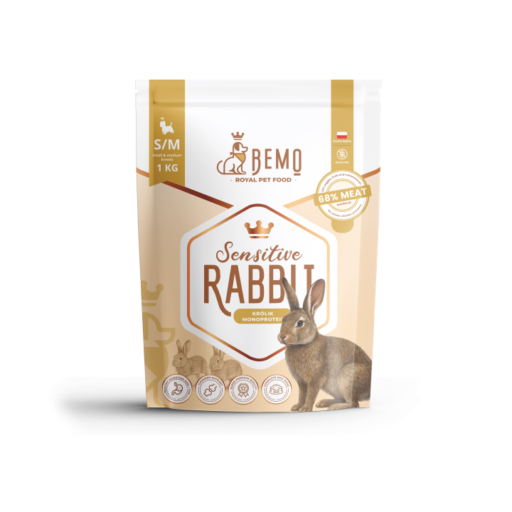 BEMO Karma sucha dla psów ras małych i średnich Sensitive Rabbit S/M 1kg