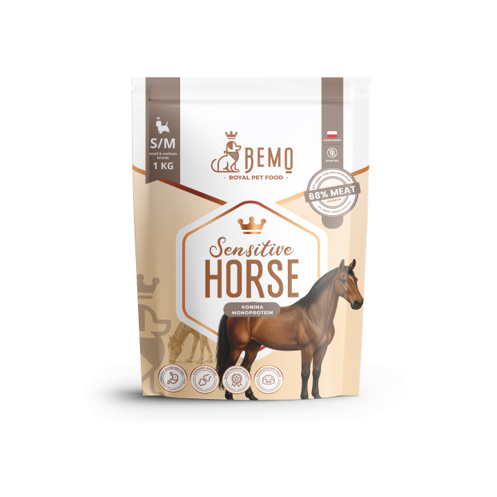 BEMO Karma sucha dla psów ras małych i średnich Sensitive Horse S/M 1kg