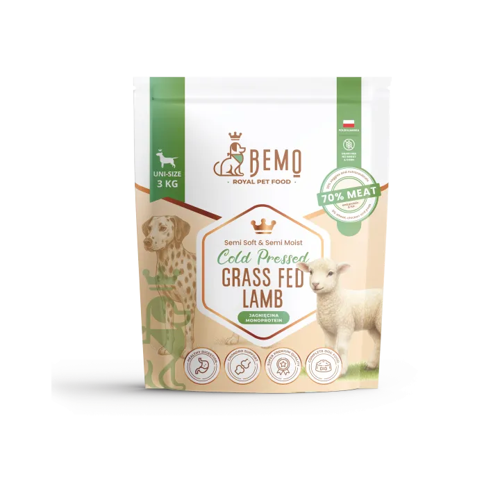 BEMO Karma tłoczona na zimno Grass Fed Lamb dla psów z Jagnięciną 3kg