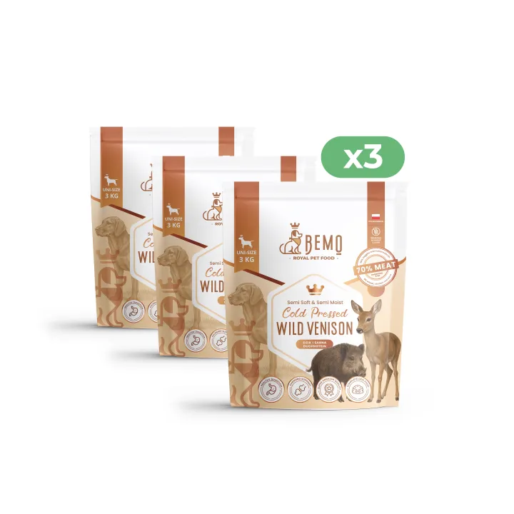 BEMO Karma tłoczona na zimno Wild Venison dla psów z Dziczyzną i Sarniną 9kg