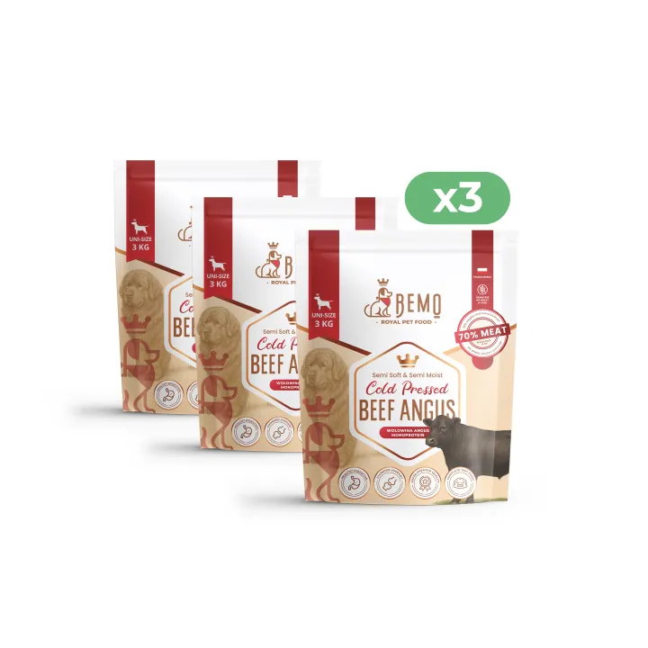 BEMO Karma tłoczona na zimno Angus Beef dla psów z Wołowiną Angus 9kg