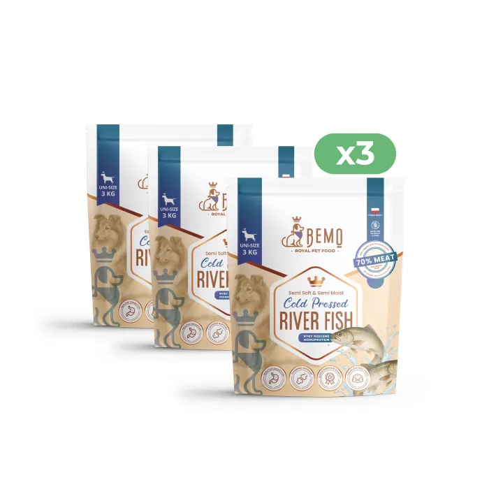 BEMO Karma tłoczona na zimno River Fish dla psów z Rybami Rzecznymi 9kg