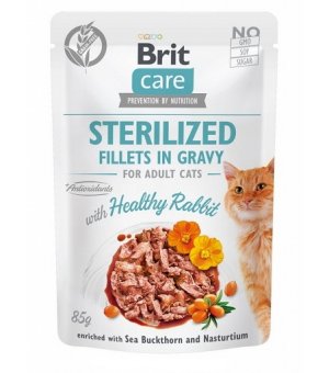 BRIT CARE CAT FILLETS GRAVY STERILIZED RABBIT POUCH 85g