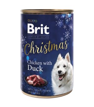🎄🎁 BRIT Premium Christmas karma mokra - Kurczak z Kaczką oraz Sercami Kurczaka i Jabłkiem 400g
