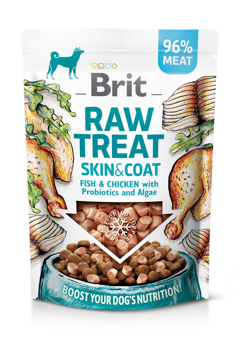 Brit Raw Treat Skin&Coat Freeze-dried treat and topper Fish & Chicken with Probiotics and Algae 40g