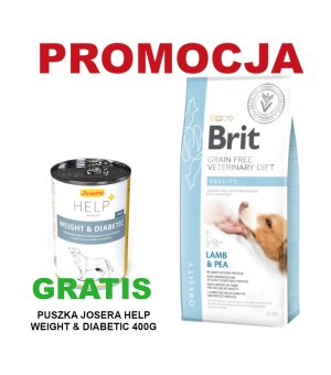 Brit Veterinary Diet Dog Obesity Lamb & Pea sucha karma dla psa - 12kg