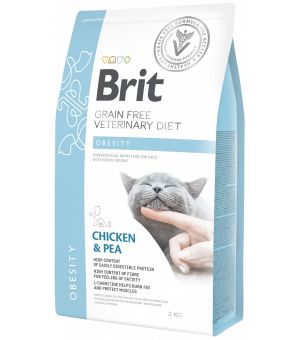 Brit Veterinary Diet Obesity Chicken&Pea sucha karma DLA KOTA - 2kg - 5% rabat