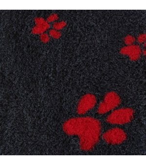 BUBA PET Dry Bed Antypoślizgowy Grafitowe w Czerwone Łapki 50x37cm