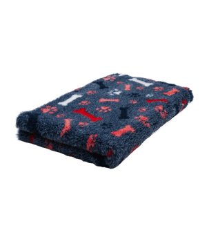 BUBA PET Dry Bed Antypoślizgowy Granatowe w kolorowe Kości i Łapki 100x75cm