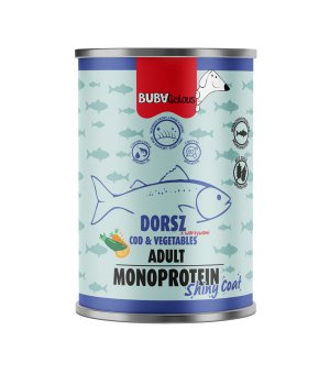 BUBAlicious karma mokra dla psa Shiny Coat Dorsz z Warzywami 400g