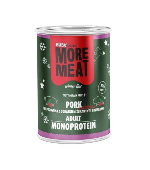 BUBAlicious MORE MEAT karma mokra dla psów dorosłych Winter Line Wieprzowina z Żurawiną i Rozmarynem 400g - Edycja Limitowana