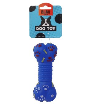 Bubu Pet Kość w łapki z piszczałką 18cm niebieska