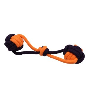 Bubu Pet sznur ósemka z dwoma piłkami dla psa orange neon 28cm