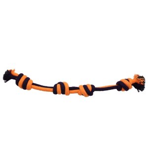 Bubu Pet sznur z czterema węzłami orange neon 43cm