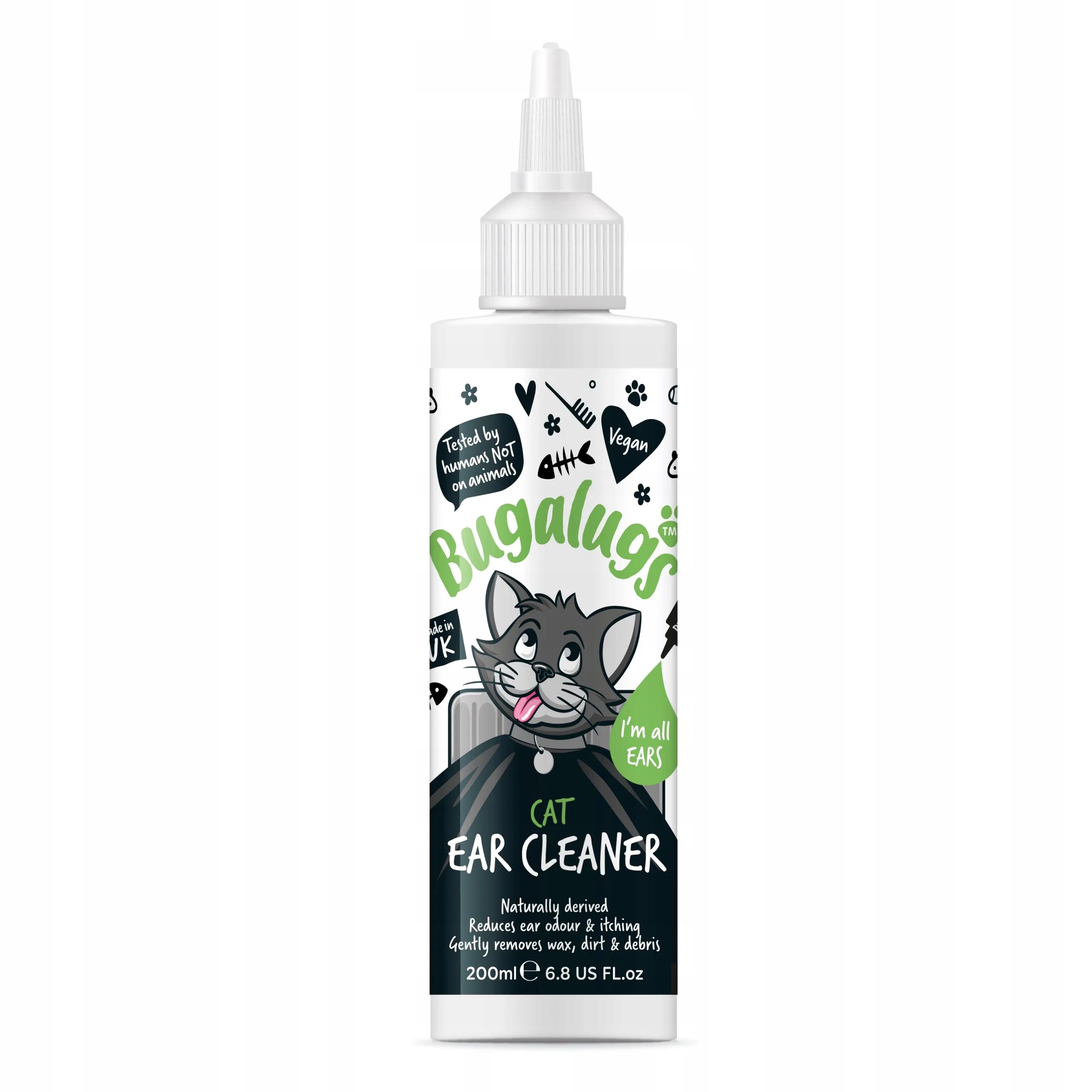 Bugalugs Cat Ear Cleaner Soothing 200ml - delikatny płyn do czyszczenia uszu dla kotów