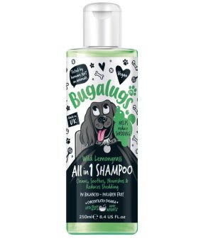 Bugalugs Szampon All in One z odżywką zmniejszający wypadanie sierści dla psa 250 ml - trawa cytrynowa
