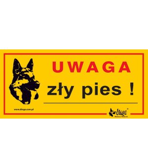 Dingo metalowa tabliczka ostrzegawcza "Uwaga Zły Pies"