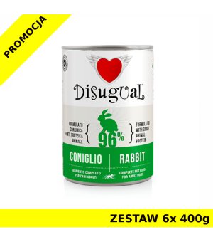 Disugual karma mokra dla psów dorosłych monobiałkowa Królik ZESTAW 6x 400g