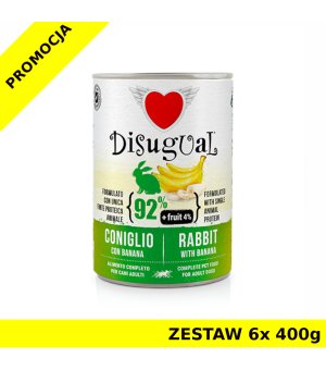 Disugual karma mokra dla psów dorosłych Królik z Bananem ZESTAW 6x 400g