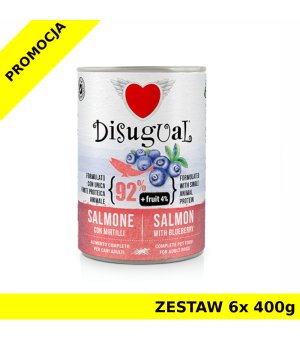 Disugual karma mokra dla psów dorosłych Łosoś z Borkówką ZESTAW 6x 400g