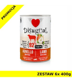 Disugual karma mokra dla psów dorosłych Jagnięcina z Gruszką ZESTAW 6x 400g