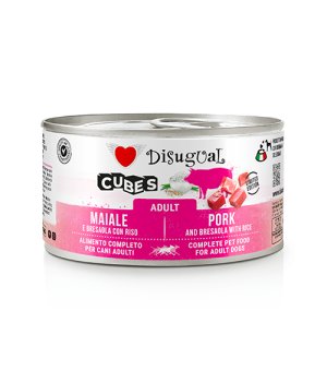 Disugual karma mokra dla psów dorosłych Cubes Wieprzowina z Bresaolą Wołowią i Ryżem 150g