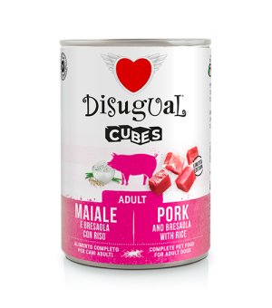 Disugual karma mokra dla psów dorosłych Cubes Wieprzowina z Bresaolą Wołowią i Ryżem 400g