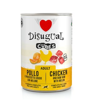 Disugual karma mokra dla psów dorosłych Cubes Kurczak z Szynką Prosciutto i Melonem 400g
