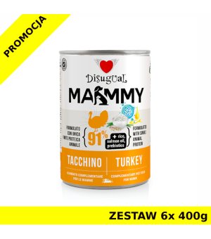Disugual karma mokra dla szczeniąt i suk karmiących monobiałkowa Indyk ZESTAW 6x 400g