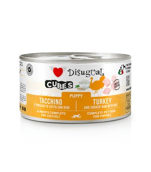 Disugual karma mokra dla szczeniąt Cubes Indyk z Szynką Prosciutto i Ryżem 150g