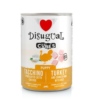 Disugual karma mokra dla szczeniąt Cubes Indyk z Szynką Prosciutto i Ryżem 400g
