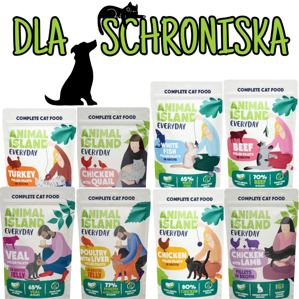 ❤️🐱 DO SCHRONISKA Animal Island karma mokra dla kotów 1x 85g - mix smaków