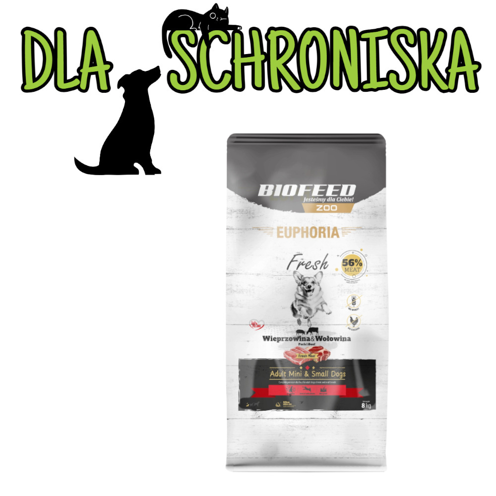 ❤️🐶 DO SCHRONISKA Euphoria karma sucha dla psów Wieprzowina z Wołowiną XS/S 8kg
