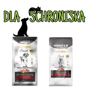 ❤️🐶 DO SCHRONISKA Euphoria karma sucha dla psów Wieprzowina z Wołowiną 1x 2kg XS/S lub M/L - mix rozmiarów
