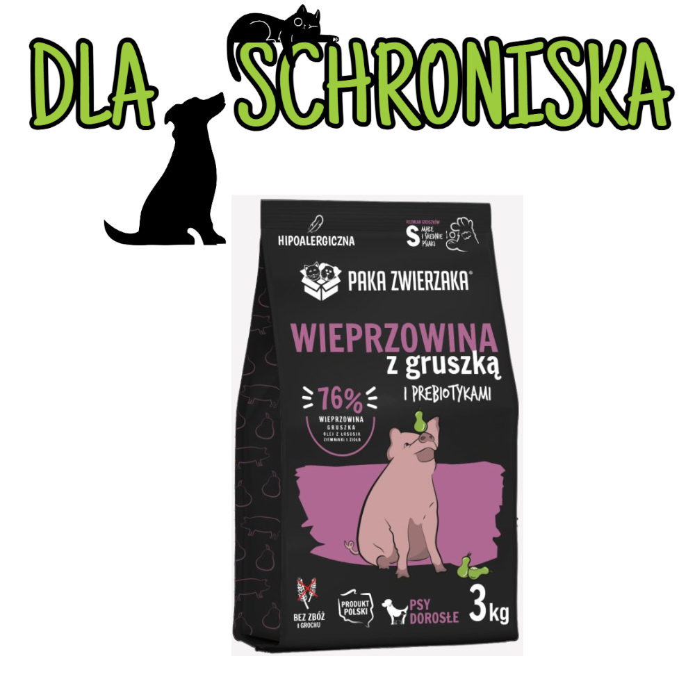 ❤️🐶 DO SCHRONISKA Paka Zwierzaka Wieprzowina z Gruszką sucha karma dla psa 3kg