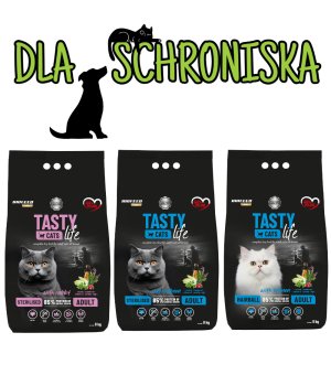 ❤️🐱 DO SCHRONISKA Tasty Dogs Life karma mokra dla kotów dorosłych 1x 8kg - mix smaków