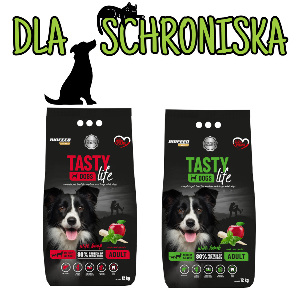 ❤️🐶 DO SCHRONISKA Tasty Dogs Life karma sucha dla psa 1x 12kg M/L - mix smaków
