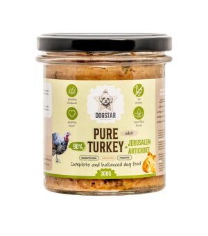 Dogstar karma mokra dla psów dorosłych Pure Indyk z Jarmużem 300g w słoiku