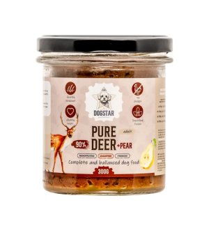 Dogstar karma mokra dla psów dorosłych Pure Jeleń z Gruszką 300g w słoiku