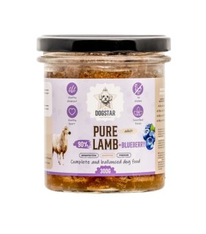 Dogstar karma mokra dla psów dorosłych Pure Jagnięcina z Borówkami 300g w słoiku