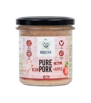 Dogstar karma mokra dla psów dorosłych Pure Wieprzowina z Jabłkiem 300g w słoiku
