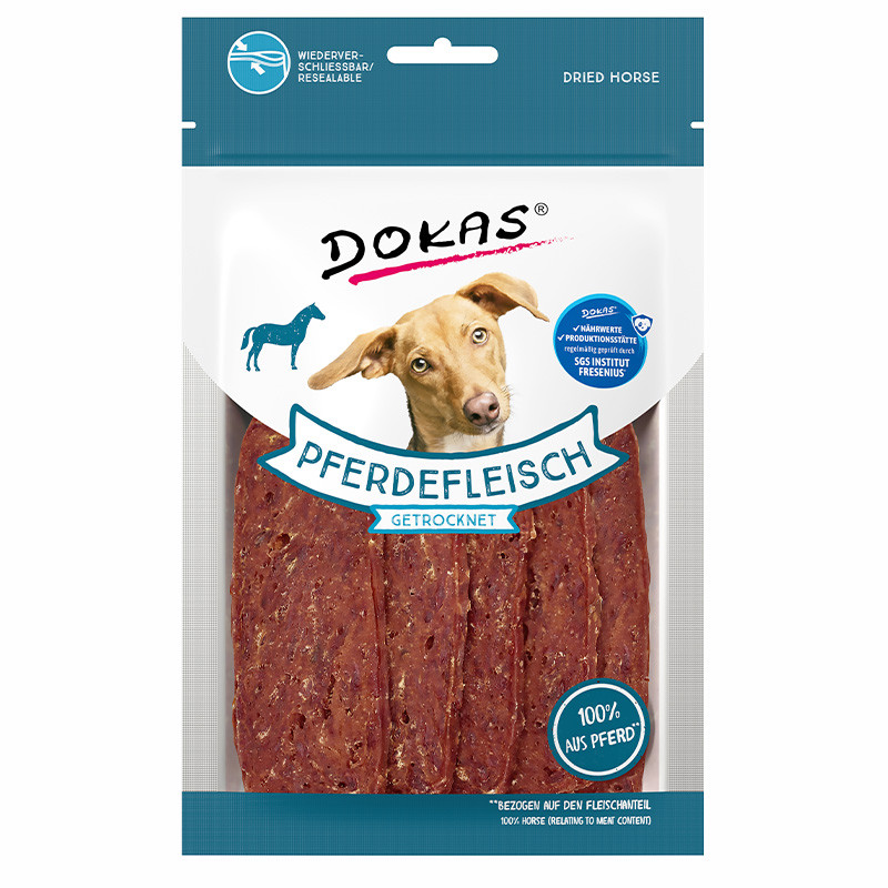 DOKAS Smaczki dla psów Paski Konina 60g