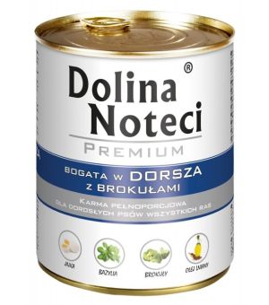 Karma mokra dla psa Dolina Noteci z dorszem i brokułami puszka 800g